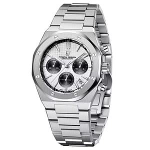 Bold Chronograph Quartz Watch with Sapphire Glass and Calendar