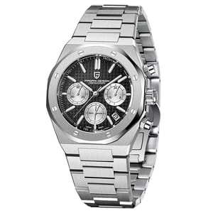 Bold Chronograph Quartz Watch with Sapphire Glass and Calendar