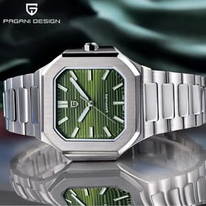 Modern Square Quartz Watch with Checkered Dial and Sapphire Glass
