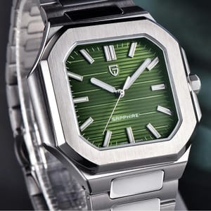 Modern Square Quartz Watch with Checkered Dial and Sapphire Glass