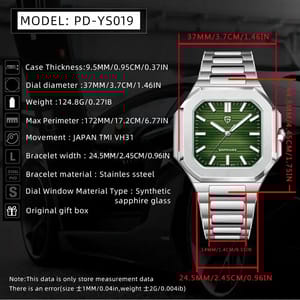 Modern Square Quartz Watch with Checkered Dial and Sapphire Glass