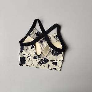 High-End Printed One-Piece Sports Bra with Wide Straps
