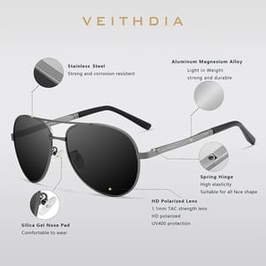 Veithdia - Men's Aviator Sunglasses 2