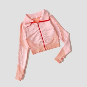 Seamless Long Sleeve Yoga T-Shirt with Zipper and Comfort Fit