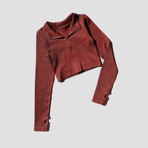 Seamless Long Sleeve Zip T-Shirt for Yoga and Fitness Training