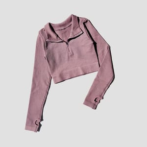 Seamless Long Sleeve Zip T-Shirt for Yoga and Fitness Training