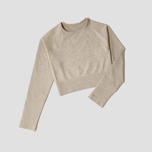 Seamless Long Sleeve Crop Top for Yoga and Fitness Workouts