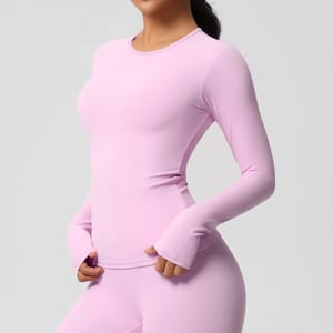 Long Sleeve Quick-Dry Yoga Top with Breathable Slim Fit Design Long Sleeve Quick-Dry Yoga Top with Breathable Slim Fit Design