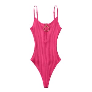 Knitted Backless Bodysuit with Skinny Fit and Crochet Detail