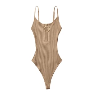 Knitted Backless Bodysuit with Skinny Fit and Crochet Detail