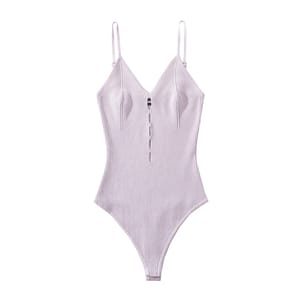 Backless Knit Bodysuit with Cut-Out Detail and Slim Fit Bruscrest - Women's Babydolls & Bodysuits