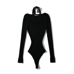 Long Sleeve Square Neck Bodysuit with Halter V-Neck Detail
