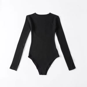 Ribbed Long Sleeve Bodysuit with Bodycon Fit for Streetwear