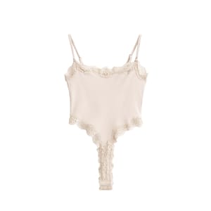 Lace Panel Cami Bodysuit with Backless Design for Summer
