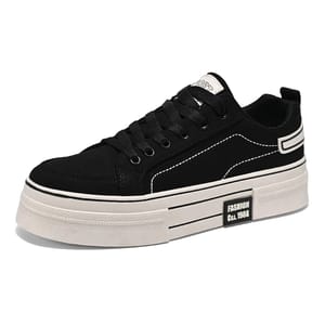 Canvas Platform Sneakers for Men with Vulcanized Rubber Sole