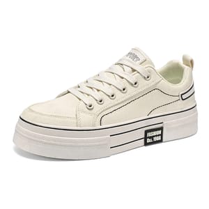 Canvas Platform Sneakers for Men with Vulcanized Rubber Sole