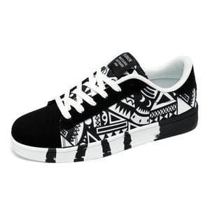 Graffiti Style Flat Sneakers for Men with Vulcanized Sole