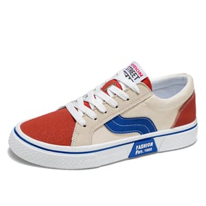 Men’s Low-Top Canvas Vulcanized Sneakers with Flat Rubber Sole