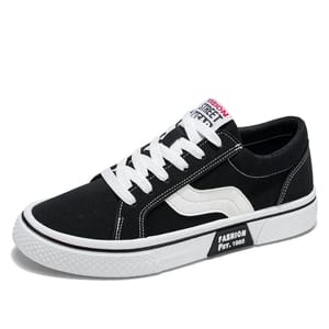 Men’s Low-Top Canvas Vulcanized Sneakers with Flat Rubber Sole