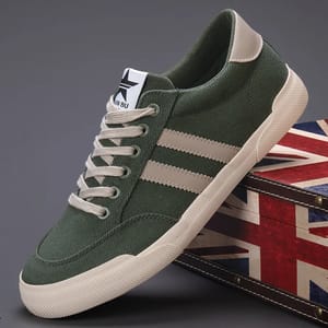 Men’s Vintage Canvas Vulcanized Sneakers with Flat Rubber Sole