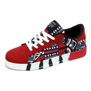 Graffiti Print Vulcanized Sneakers with Mesh Lining and EVA Sole