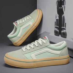 Men’s Black Canvas Vulcanized Sneakers with Skate-Inspired Design