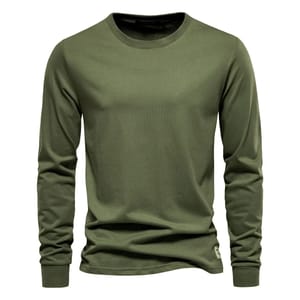 Men’s 100% Cotton Long Sleeve Basic T-Shirt for Casual Wear