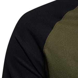 Men’s 100% Cotton Patchwork Long Sleeve Casual T-Shirt