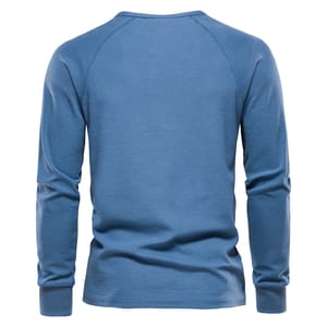 Men’s Waffle Knit Henley Long Sleeve T-Shirt for Casual Wear