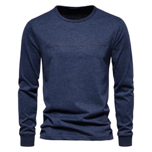 Men’s 100% Cotton Long Sleeve T-Shirt with Letter Print