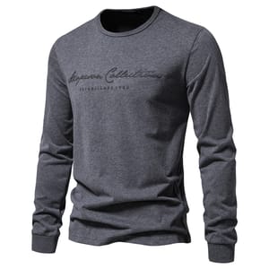 Men’s 100% Cotton Long Sleeve T-Shirt with Letter Print Men’s 100% Cotton Long Sleeve T-Shirt with Letter Print