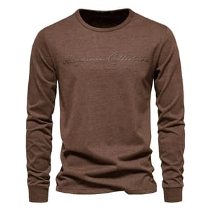 Men’s 100% Cotton Long Sleeve T-Shirt with Letter Print