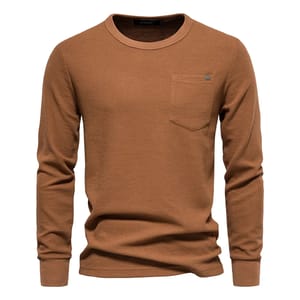 Men’s Waffle Knit Long Sleeve T-Shirt with Chest Pocket