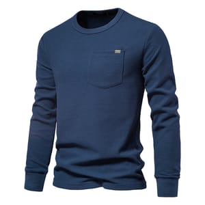 Men’s Waffle Knit Long Sleeve T-Shirt with Chest Pocket