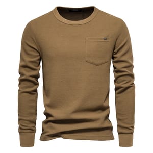 Men’s Waffle Knit Long Sleeve T-Shirt with Chest Pocket
