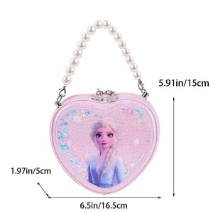Heart-Shaped Glitter Shoulder Bag with Pearl Handle