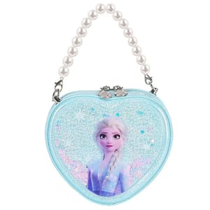 Heart-Shaped Glitter Shoulder Bag with Pearl Handle