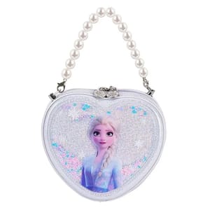 Heart-Shaped Glitter Shoulder Bag with Pearl Handle