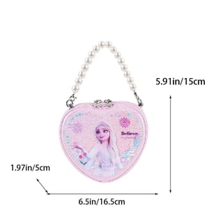 Heart-Shaped Elsa Shoulder Bag with Shiny Quicksand and Pearl Handle