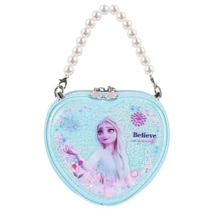 Heart-Shaped Elsa Shoulder Bag with Shiny Quicksand and Pearl Handle