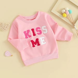 Long Sleeve Pullover Tee for Baby Girls with Letter Embroidery Long Sleeve Pullover Tee for Baby Girls with Letter Embroidery