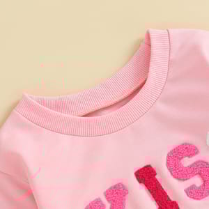 Long Sleeve Pullover Tee for Baby Girls with Letter Embroidery Long Sleeve Pullover Tee for Baby Girls with Letter Embroidery