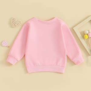 Long Sleeve Pullover Tee for Baby Girls with Letter Embroidery Long Sleeve Pullover Tee for Baby Girls with Letter Embroidery