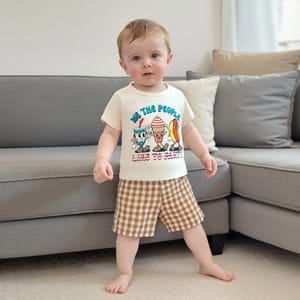 Kids Graphic Tee with Ice Cream and Hot Dog Print