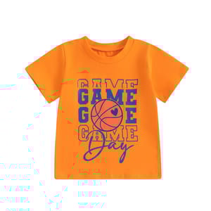 Toddler Kids Round Neck Basketball Print Summer T-Shirt