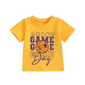Toddler Kids Round Neck Basketball Print Summer T-Shirt