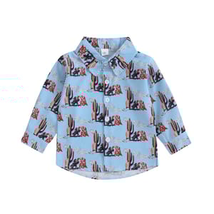 Western Style Toddler Boys Long Sleeve Cactus Print Shirt