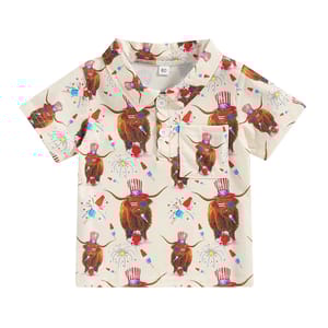 Toddler Boys Cartoon Print Short Sleeve Holiday Tees