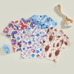 Toddler Boys Cartoon Print Short Sleeve Holiday Tees Toddler Boys Cartoon Print Short Sleeve Holiday Tees