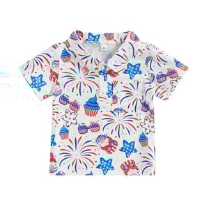 Toddler Boys Cartoon Print Short Sleeve Holiday Tees